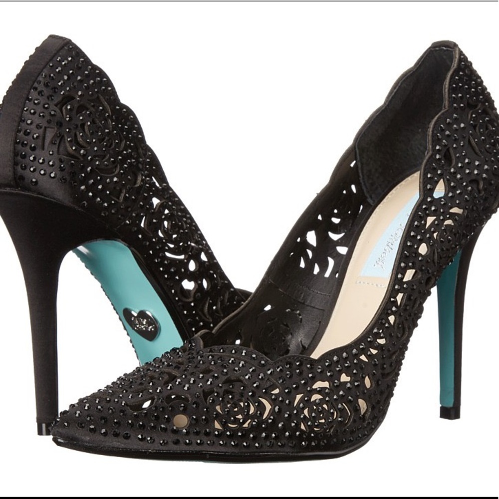 BetseyJohnson Black Rhinestone Pumps